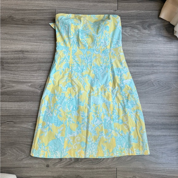 Lilly Pulitzer vintage Bahama sunshine Junkanoo print strapless mini dress S - Picture 2 of 6